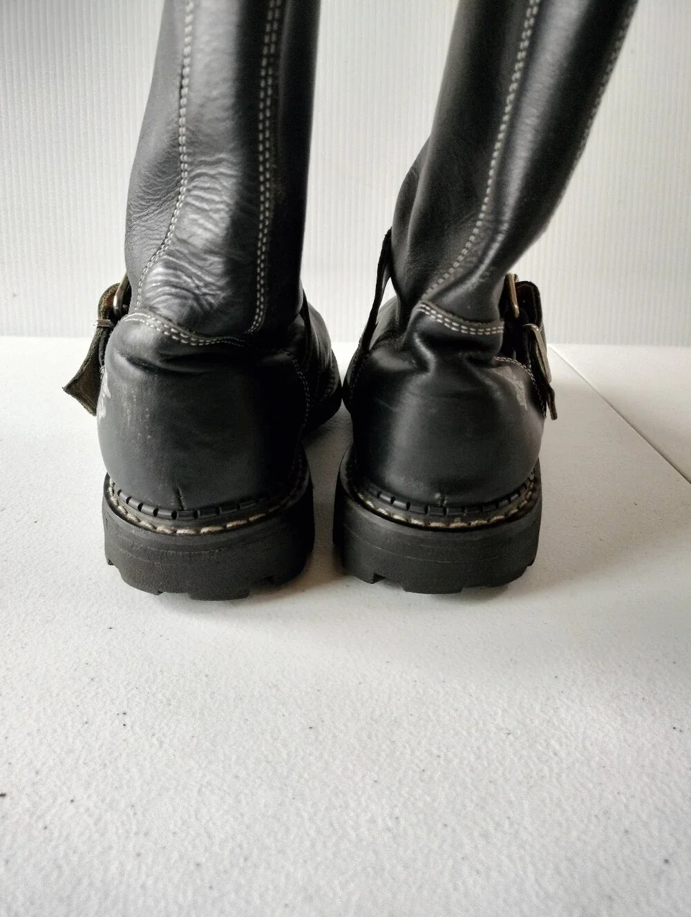 John Fluevog Angels Seventh 7th Heaven Men's Black Leather Moto Biker Boots 7